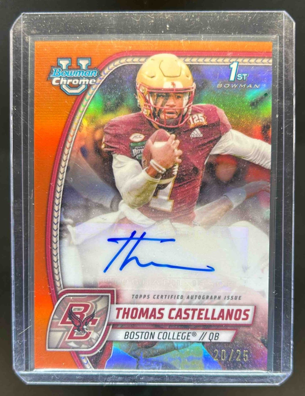 2024 Bowman Chrome U Thomas Castellanos Auto 1st Prospect Orange Refractor #/25