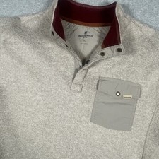 Woolrich 1/4 Snap Button Pullover Sweater Men  s XL Fleece Beige Long Sleeve READ