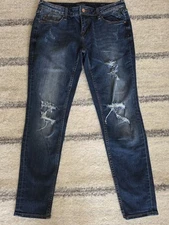 Womens VIGOSS THE JAGGER  Skinny Distressed Ripped Jeans 29x27 Dark Denim