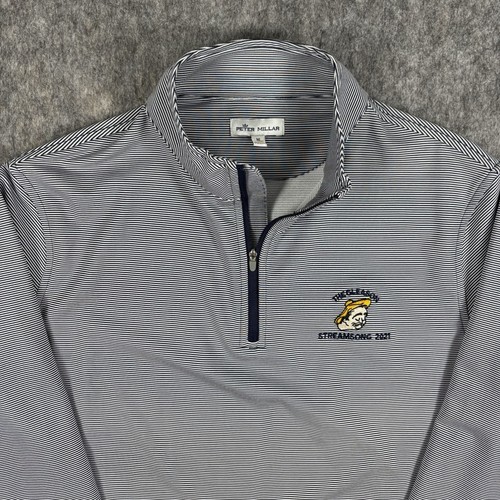 Peter Millar 1/4 Zip Jacket Medium Perth Gleason Streamsong Stripe Blue Golf