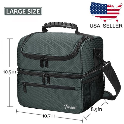 Insulated Lunch Bag Box for Women Men Thermos Cooler Hot Cold Adult Tote Food - Picture 3 of 10