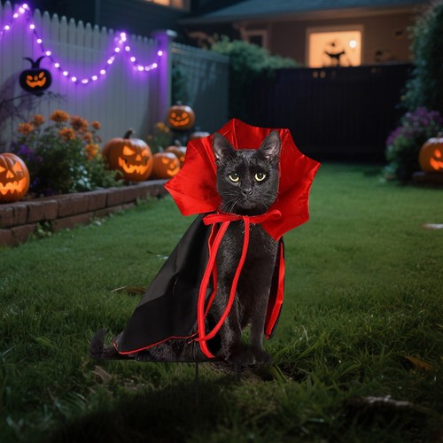 Halloween Metal Cat Card Slot Ground Stake 3D Decorative Yard Sign For Outdoor - Picture 3 of 19