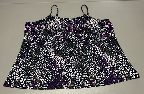 New Vtg Fashion Bug Y2K 3X Purple Olive Black Cami Tank Top Spaghetti Straps - Picture 3 of 10