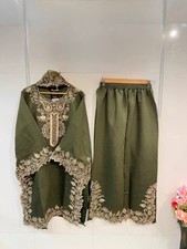 Attractive Heavy Natural Silk Top Palazzo And Mehendi Green Dupatta For Party