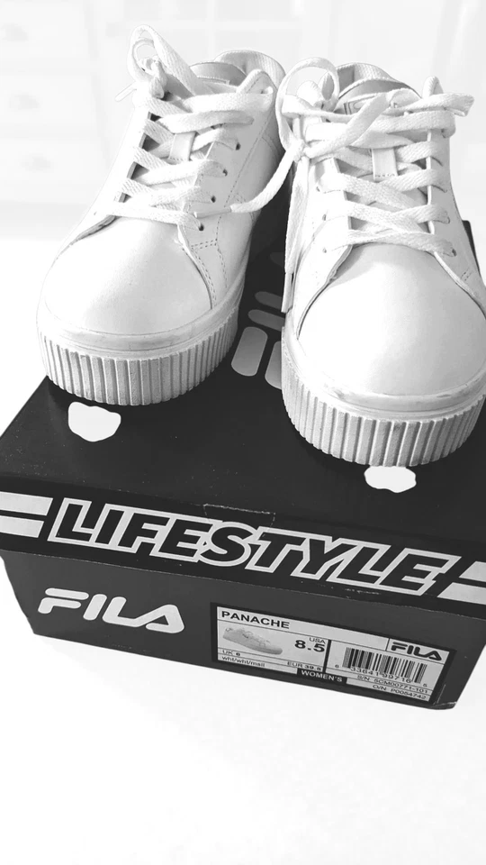 Zapatillas para mujer Fila Panache 5CM00771-101 blancas plateadas zapatos en relieve talla 8,5 Foto 2 de 4