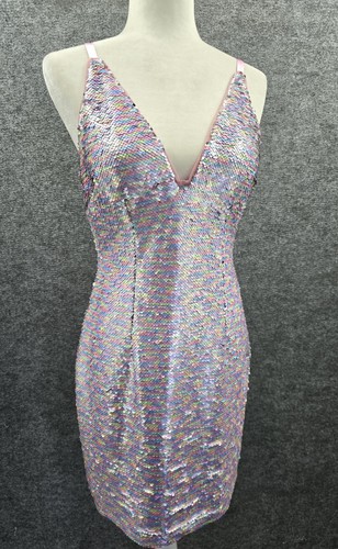 Aidan Mattox Sequin Dress Womens 6 Lined Triangle Top Multicolor Mermaid - Picture 6 of 18