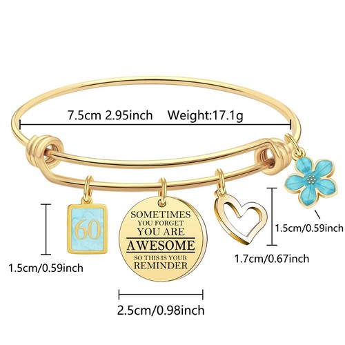 60º Cumpleaños Regalos para Mujer Dije Oro Cumpleaños Pulseras Regalos de Apreciación f - Imagen 2 de 3