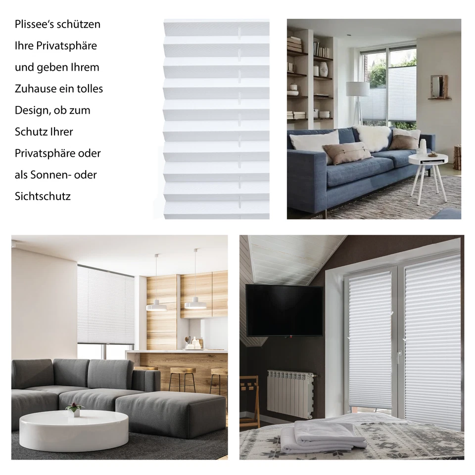 Plissee Klemmfix ohne Bohren Fenster Rollos Faltrollo Jalousie blickdicht Alu - Bild 2 von 4