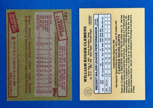 1985 Topps and 1985 Donruss Roger Clemens Rookie Cards Boston Red Sox - Picture 2 of 2