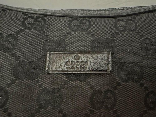 GUCCI GG Shoulder Bag Black Leather Classic Used Authentic - Picture 7 of 17