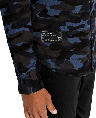 Avirex Men's Navy Camo Officer Woven Camo Shirt-Size Small - 第 4/5 張圖片
