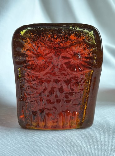2 BLENKO Amberina Owls, MCM Don Shepherd 4” Paperweights/Bookends~ w/Small Chips - Picture 13 of 16