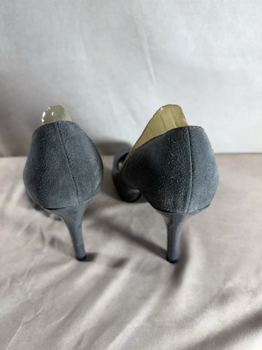 vintage Mossimo Gray Suede peep toe heels sz 8.5 - Picture 4 of 7