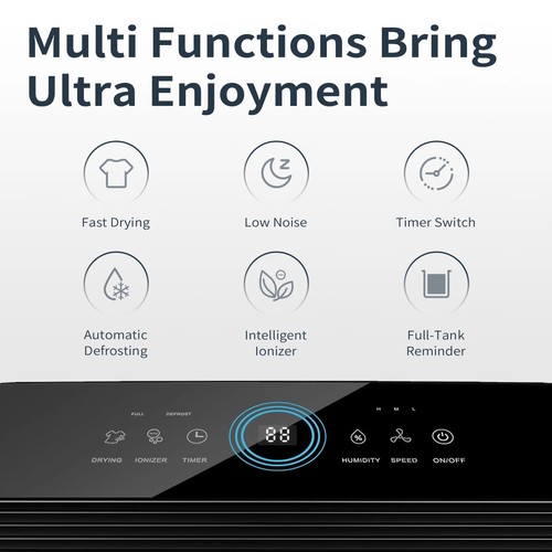 Humorsure 49 Pint Luftentfeuchter - 4.500 Quadratfuß großer Raum & Keller, intelligente Luftfeuchtigkeit - Bild 10 von 13