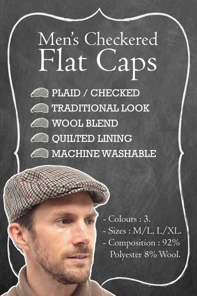 Homme Hiver Anglaise Laine Casquette Plate Gavroche - Photo 2/4