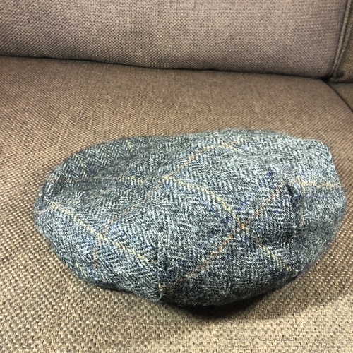 Vintage Hanna Hat Mens Small Gray Wool Snap Front Newsboy Flat Cap Donegal Irish - Picture 5 of 10