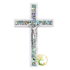 Small Decorative Mother of Pearl wall cross handmade in the Holy Land | olive...