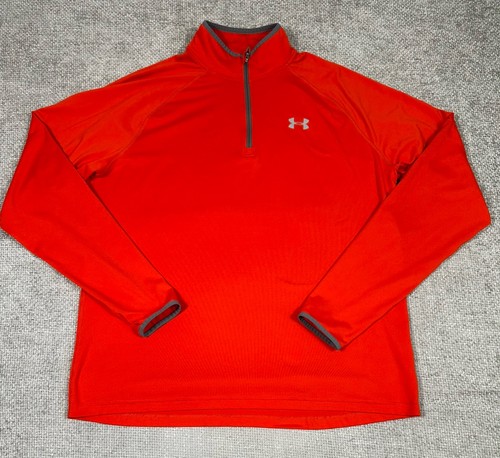 Under Armour Shirt Mens Extra Large Orange Fitted Run 1/4 Zip Allseason Gear