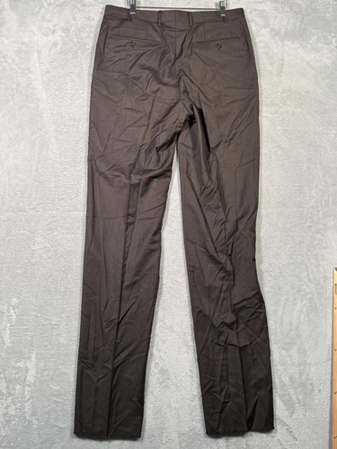 Pantalone Canali uomo 33 marrone lana elegante pantalone piatto davanti Made in Italy senza orli - Foto 7 di 10