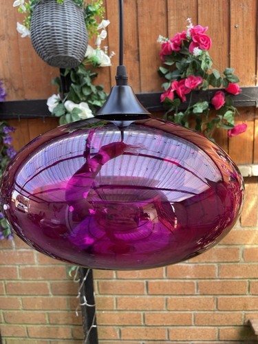 HJXDech 28cm Glas Lampenschirm, Industrial Vintage Loft Bar E27 Lila Industrial