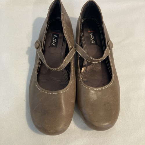 Ecco Schuhe Damen 42 US10 Braun Mary Janes Flats Leder Slipper Komfort Freizeit - Bild 7 von 13