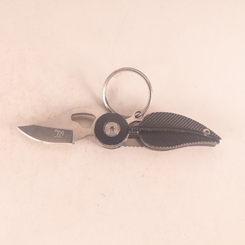 Leaf Pocket Knife Black 2.25" Closed Small Keychain Knife - Picture 2 of 5