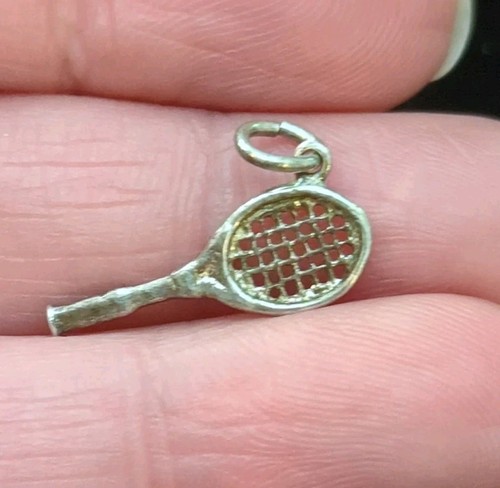 Vintage Sterling Silver Bracelet Tennis Racket Charm, 0.6g