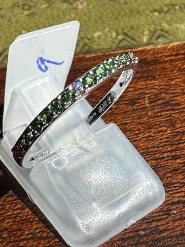 18k Gold Eternity Ring With Emeralds And Diamonds - Picture 2 of 3