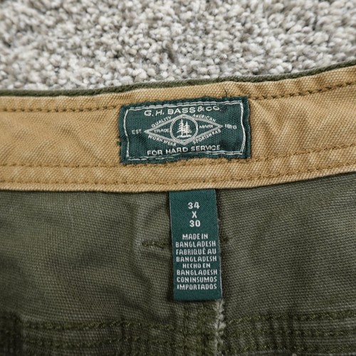 GH Bass Pants Mens 34X30 Green Canvas Cargo Chino Outdoor Hiking Trail Climbing - Picture 9 of 14