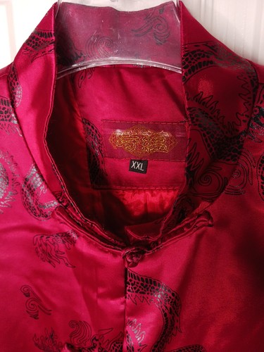 Tang Suit Jacket Frog Closure Vintage Mandarin Collar Chinese Wedding 2XL RED... - Picture 4 of 11