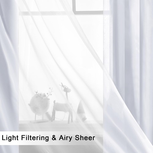 Greyish White Blackout Curtains with Sheer Overlay, Grommet Thermal Insulated... - Picture 6 of 8