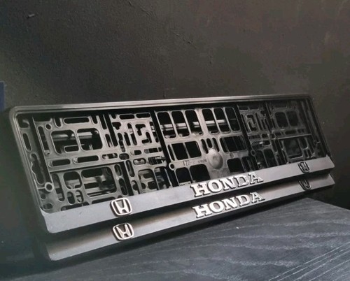 New X2 Honda Number Plate Surrounds Holder Frame For Any Honda Model Chrome - Picture 1 of 4