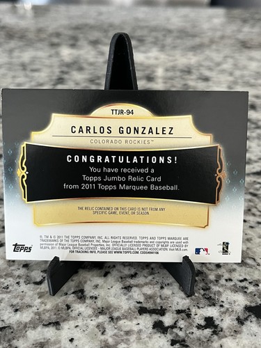 2011 Topps Marquee Carlos Gonzalez Titanic Threads /99 - Bild 2 von 2