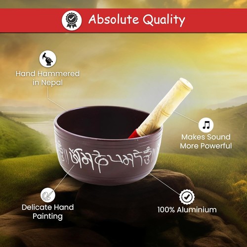 Cuenco de canto tibetano pintado a mano de 7 pulgadas para meditación yoga terapia de sonido - Imagen 3 de 10