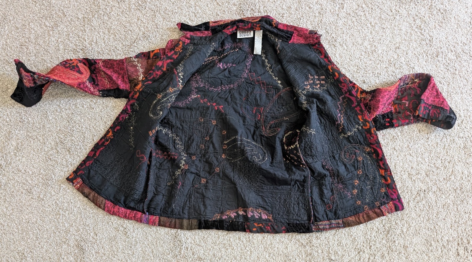 Chicos Design jacket artsy patchwork tapestry boh… - image 4