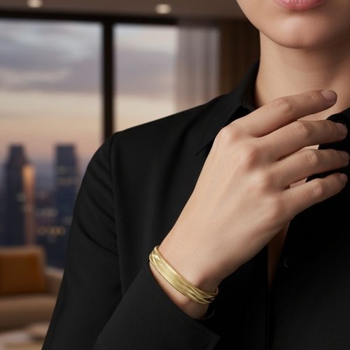 Bracciale in Oro Giallo 18 Carati a Maglia Elastica - Imagen 2 de 2