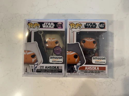 Funko Pop Star Wars Ahsoka 578 & 467 Power Of The Galaxy Amazon Exc w Protectors