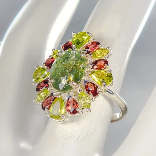 Vintage ring Natural Tourmaline Ring 925 Sterling Silver Size 7.5 /R476865 - Image 2 of 4