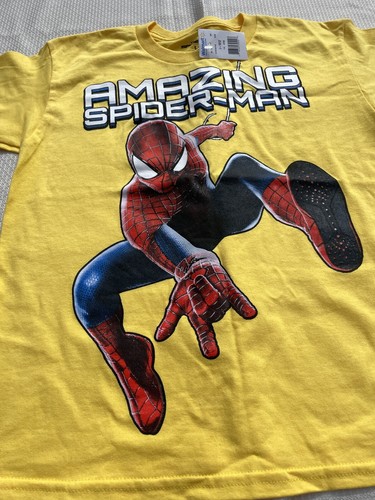 Marvel The Amazing Spider-man 2 Little Kids Large L 10/12 T-Shirt Yellow Tags - Picture 2 of 7