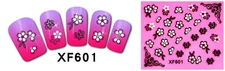 Nail Art 3D Stickers Stones Design Decoration Tips Flower White Black XF601