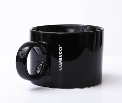 Starbucks 2017 Black 12 Oz Coffee Cup Mug Ceramic White Logo Collectible |  eBay