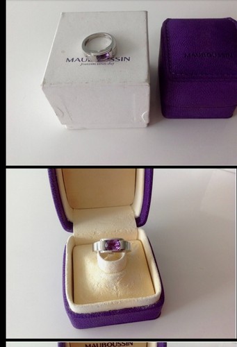Anillo 100% Auténtico Amatista Mauboussin Oro Blanco 18k Talla 55 O 7 1/4 - Imagen 2 de 8