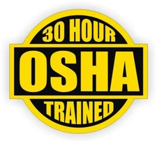 30 Hour OSHA Trained Vinyl Hard Hat Sticker Construction Helmet Decal - Yellow