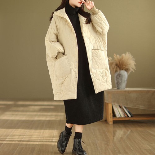 Damen Daunen Baumwolle Wattiert Jacke Kapuze Wattiert Winter Warm Raute Extra Bezug - Bild 12 von 16