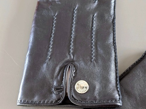 Hermes [GL10] Men's Black Lambskin/Cashmere GANTS NERVURES DROITES Gloves Sz 9.5 - Picture 5 of 6