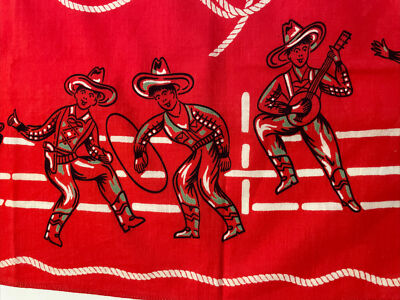 Vintage Swagger Cowboys Red Bandana Handkerchief Horse Western