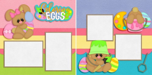 Coloring Eggs - Easter - 2 Premade Scrapbook Pages - EZ Layout 4764 - Picture 2 of 2