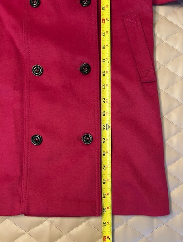 Burberry Girls Wool/Cashmere Belted Fuschia Magenta Pink Vest Coat -Youth Sz 12 - Picture 8 of 10