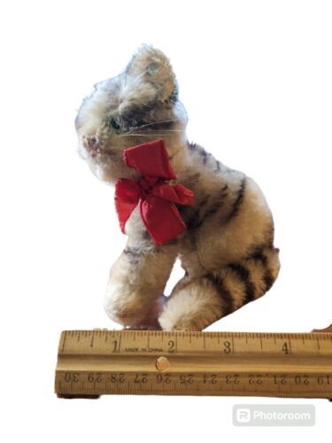 Vintage Steiff Susi Tabby Cat Sitting W/Ear Button Missing Tag Mohair Plush 5” - Picture 9 of 9
