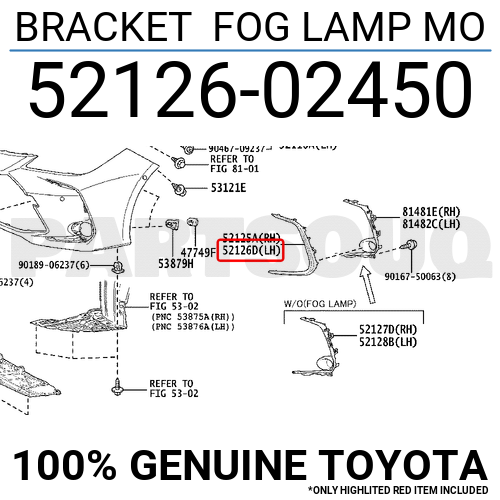 5212602450 Genuino Toyota SOPORTE LÁMPARA ANTINIEBLA MO 52126-02450 - Imagen 1 de 1